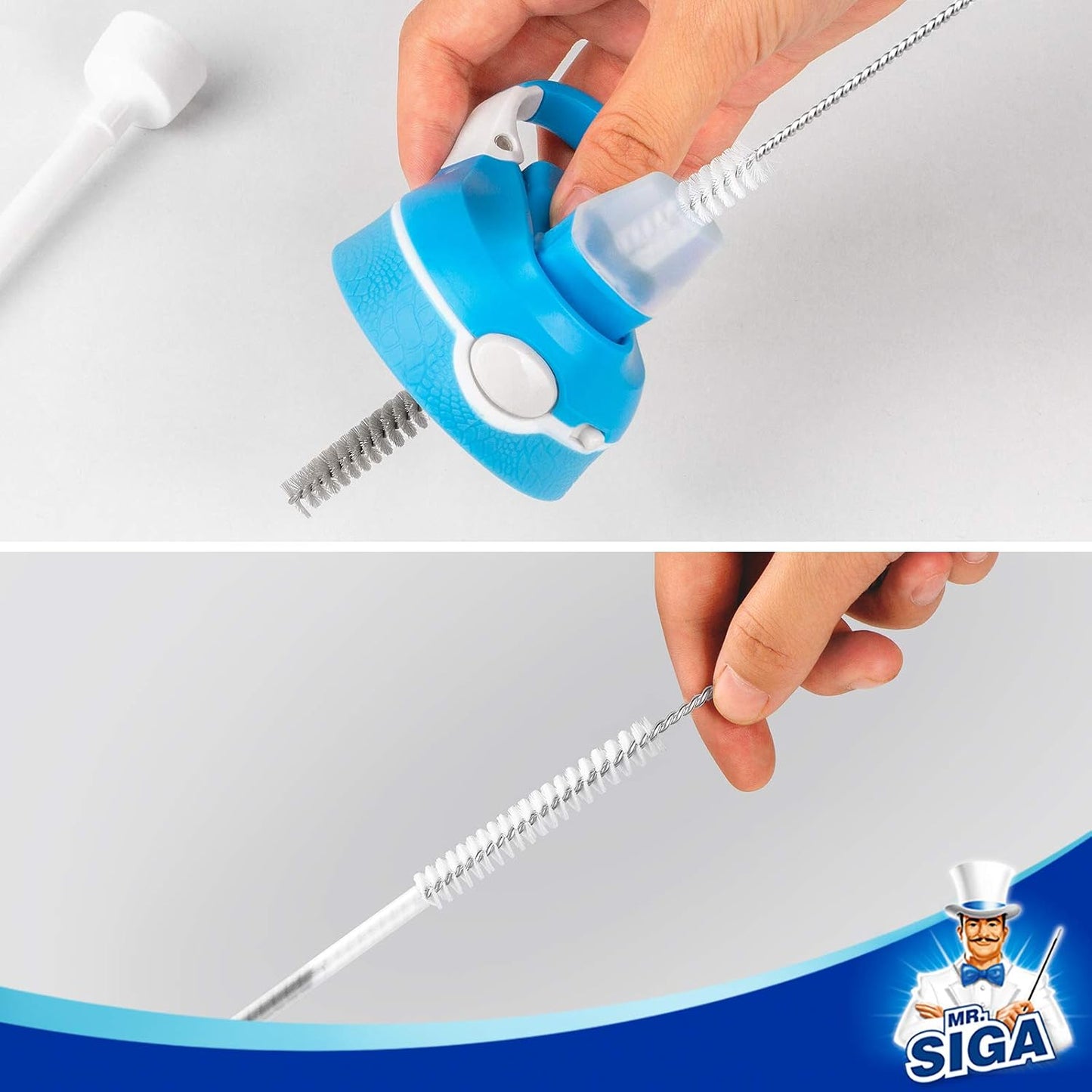 MR.SIGA Bottle Brush Cleaning Set - 5 Pack with Storage Holder, White NEW