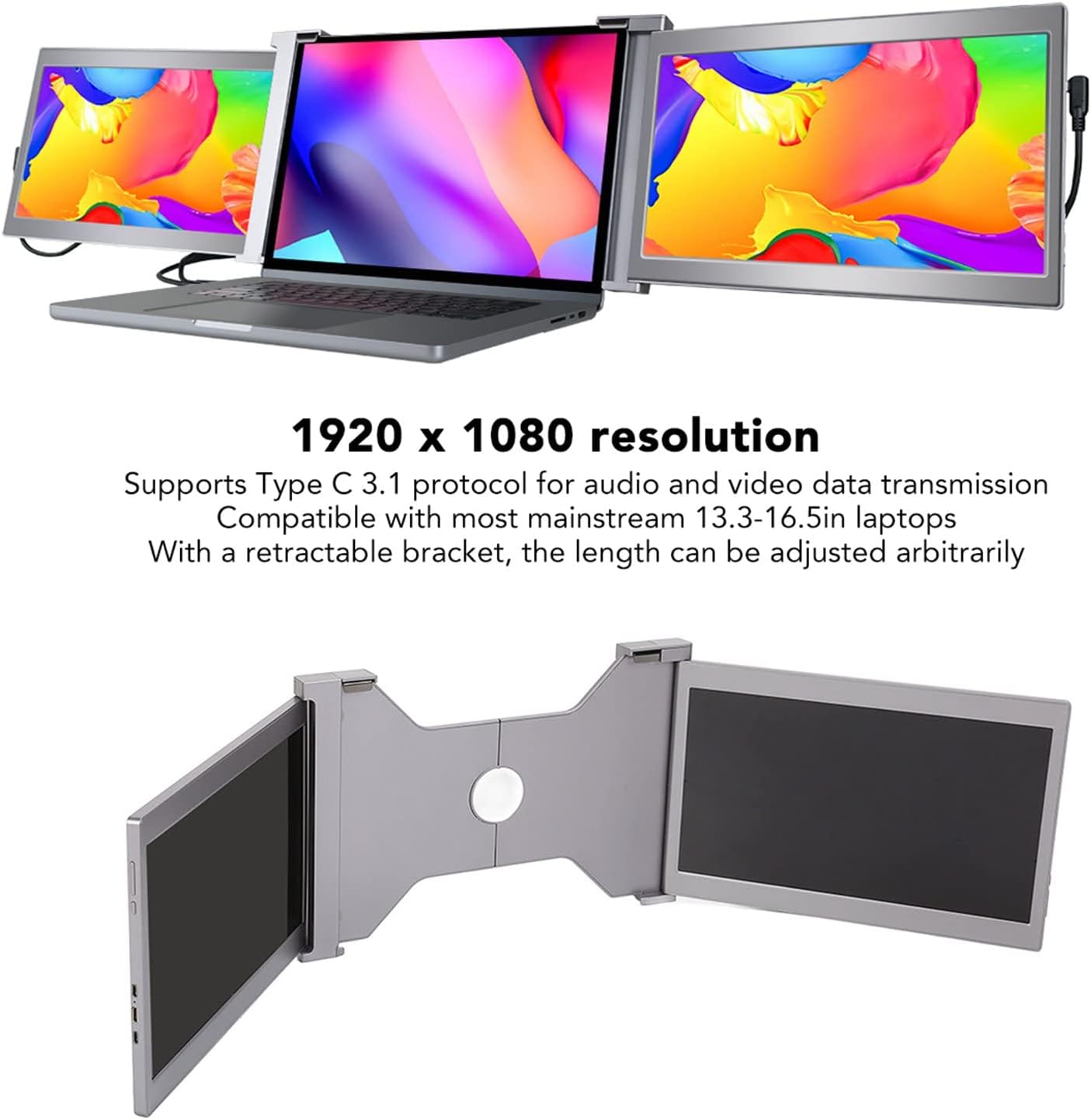 Dpofirs 13.3 Monitors Inch Portable Dual Monitor Extender 1080P Laptop NEW