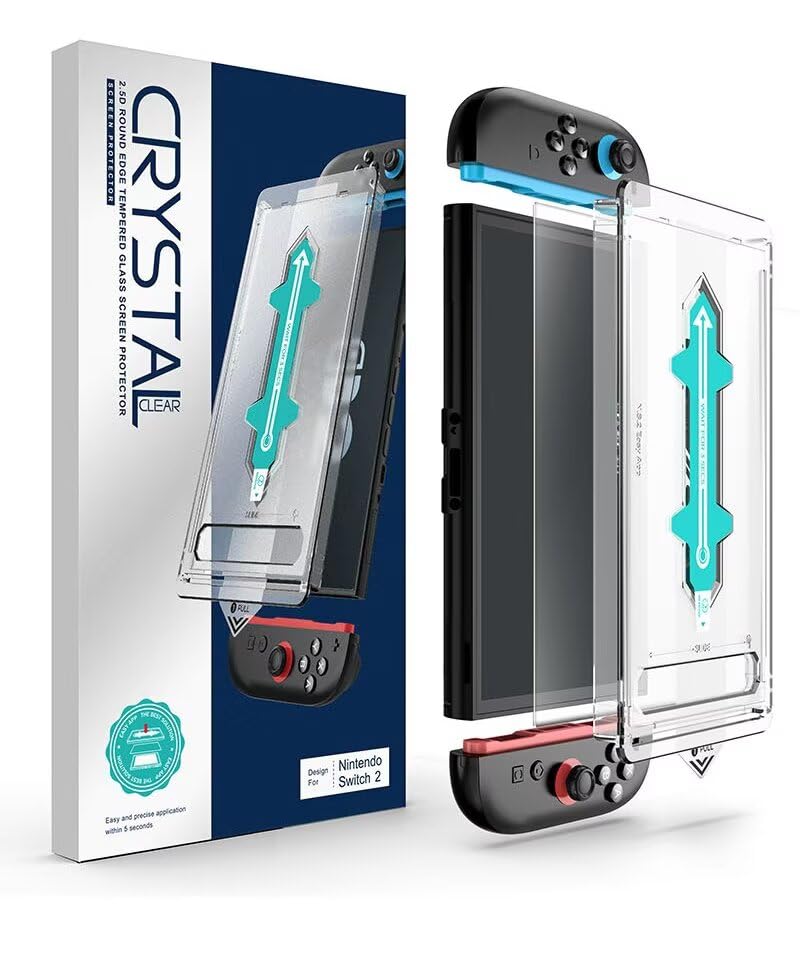 LEZOOY Tempered Glass Screen Protector for Nintendo Switch, Clear, 2-Pack NEW