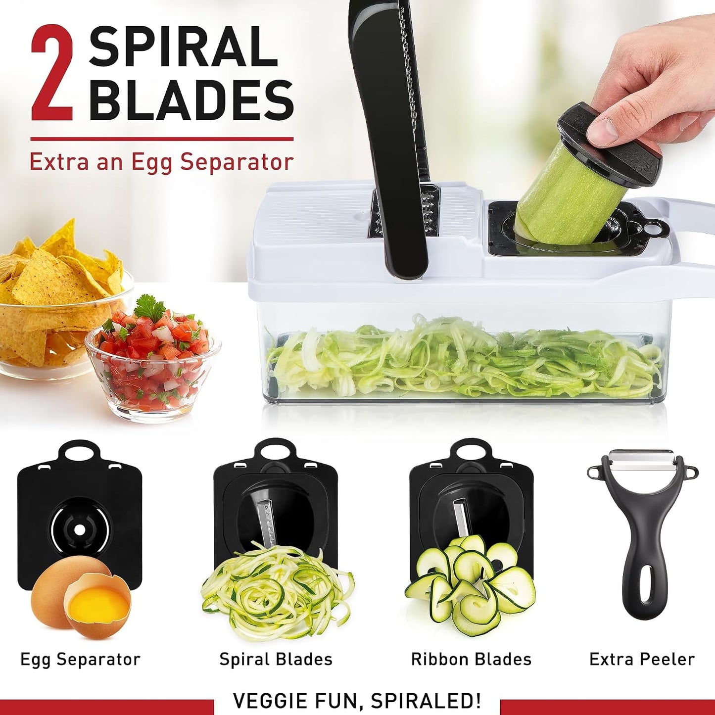 WELTONHM Multifunction Vegetable Chopper Dicer Spiralizer for Mandolines NEW