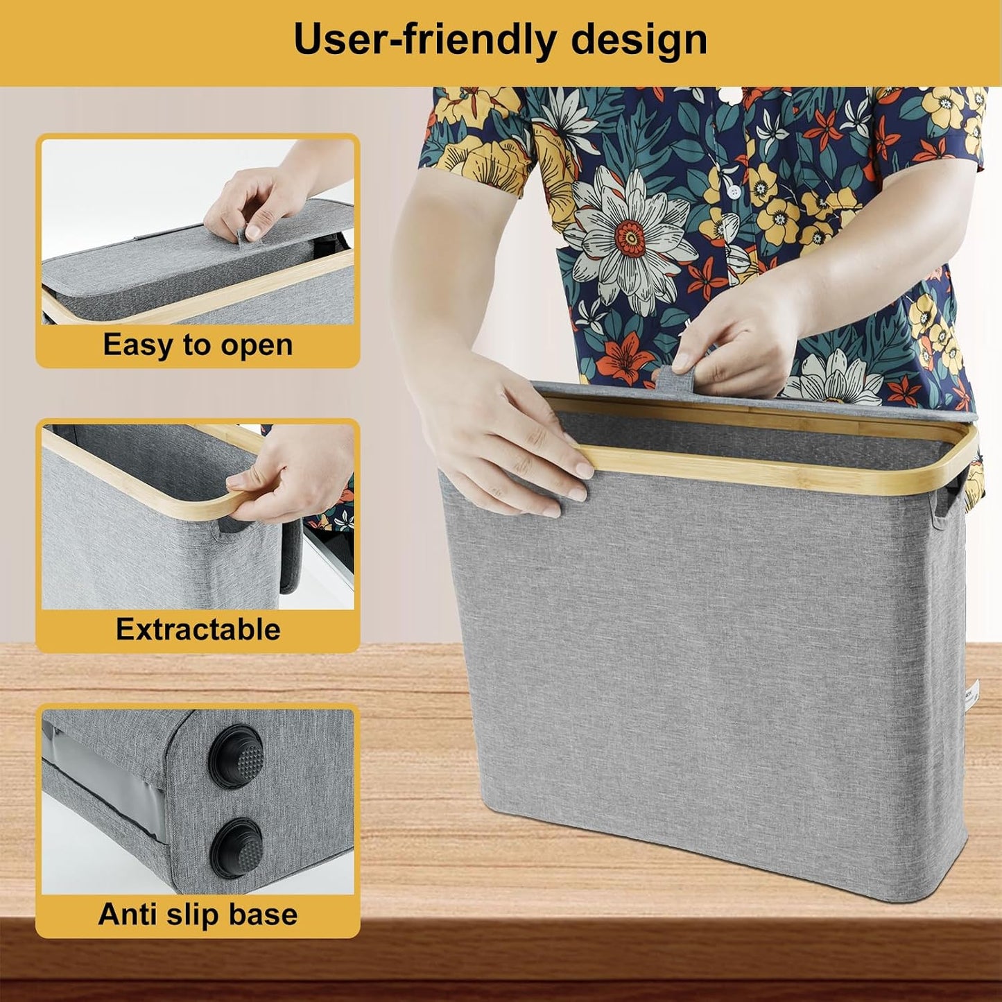 SAEHAEYEE Large Capacity Grey Toilet Paper Holder Basket with Lid NEW