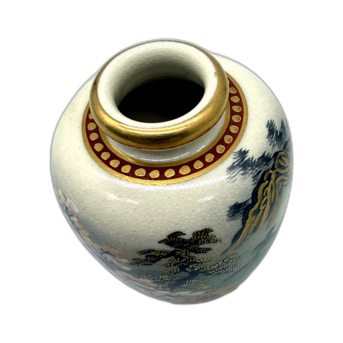 VINTAGE Satsuma Ceramic Floral Vase Hand Painted Multi-Color Decor 10cm