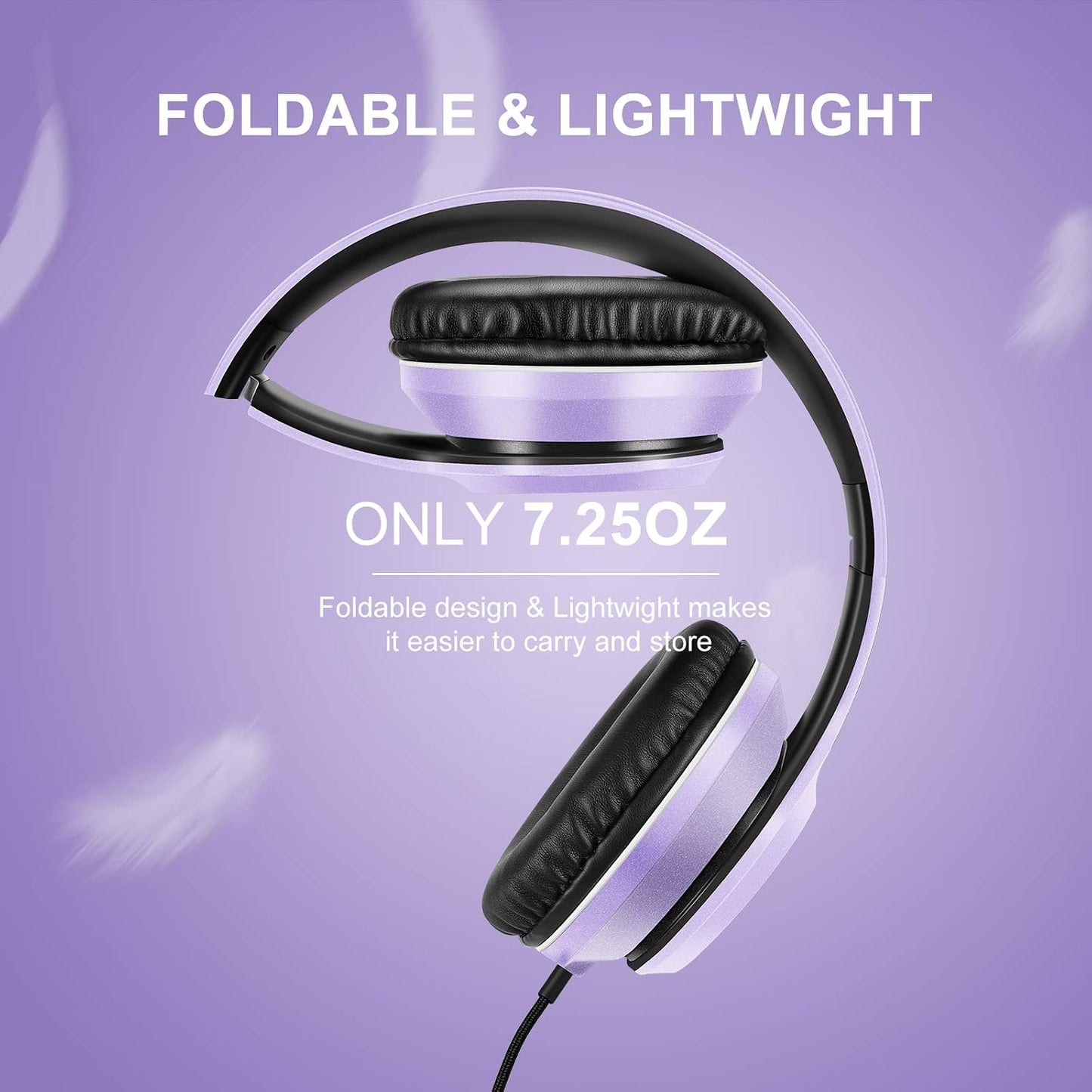 LORELEI Over-Ear Wired Headphones with Microphone in Dark Purple - NEW