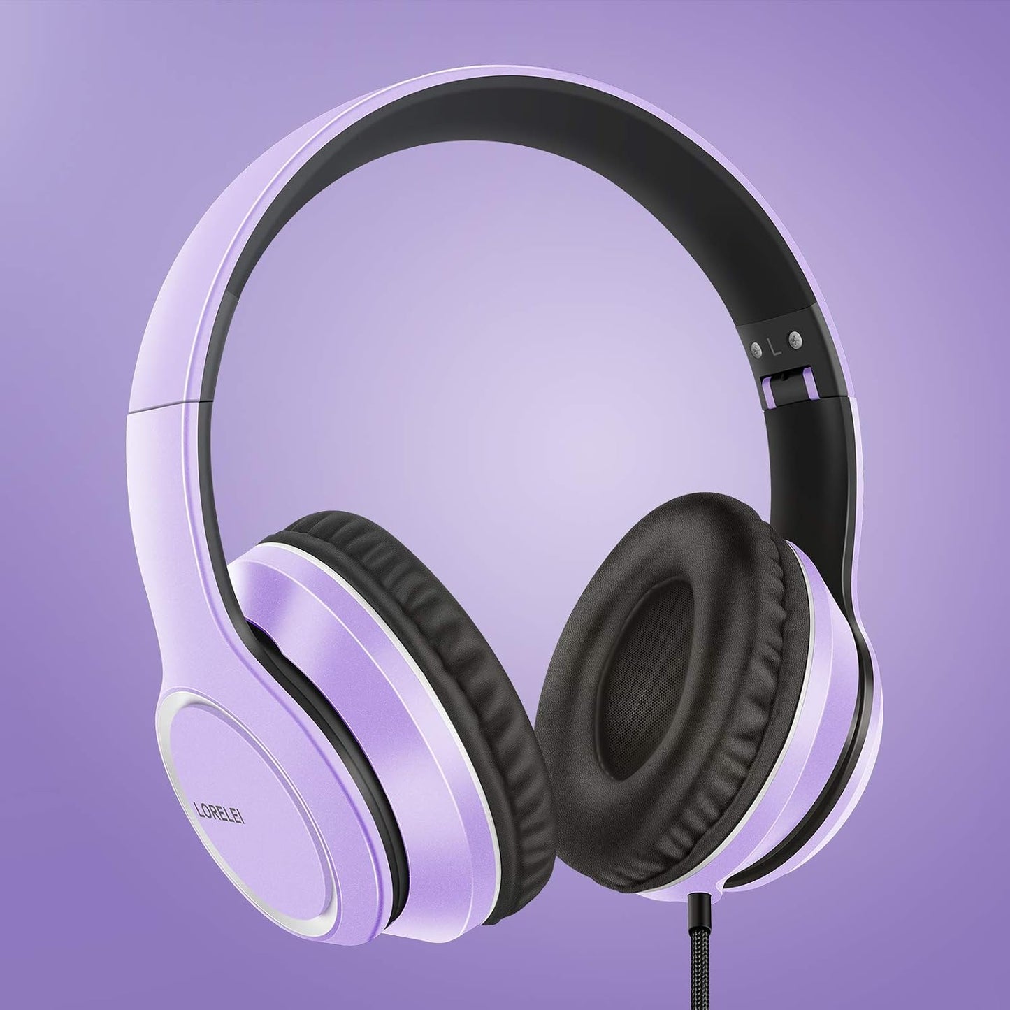LORELEI Over-Ear Wired Headphones with Microphone in Dark Purple - NEW
