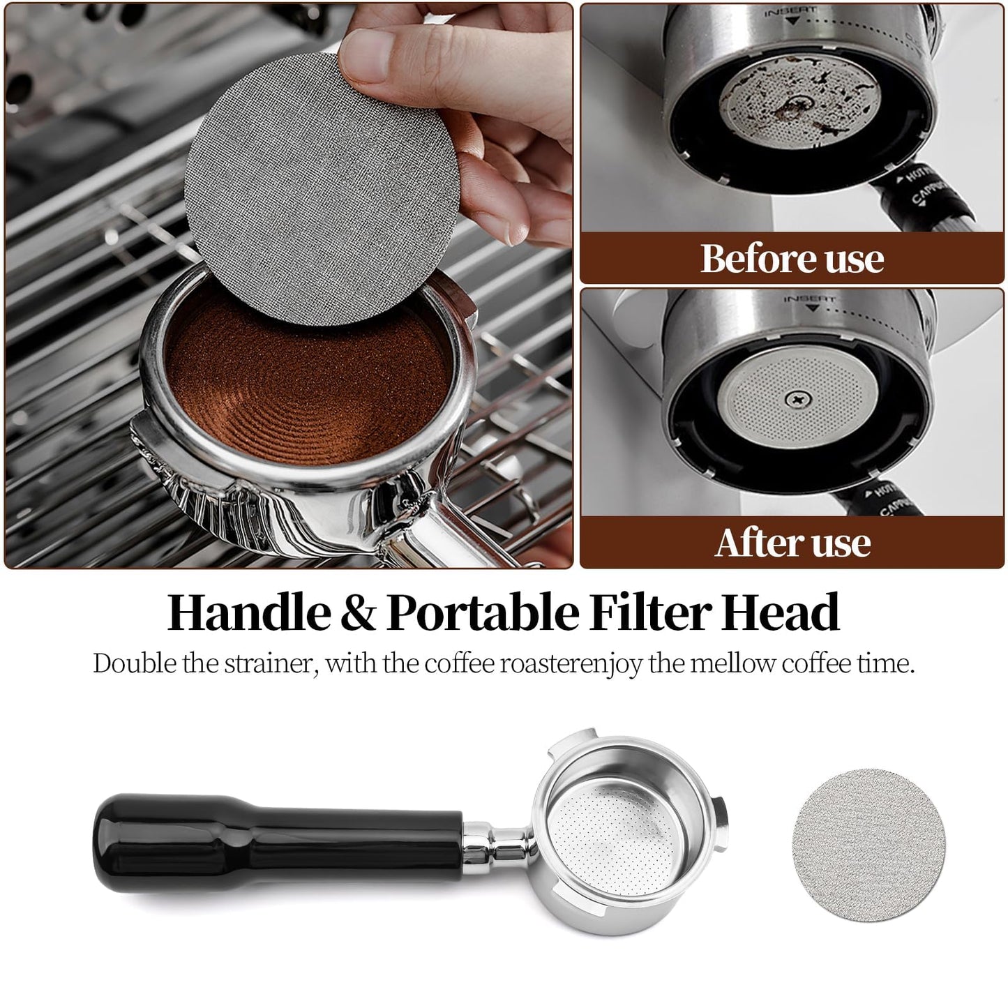 MZDMY Bottomless Tampers Portafilter with 3 Ears for Delonghi Espresso 51mm NEW