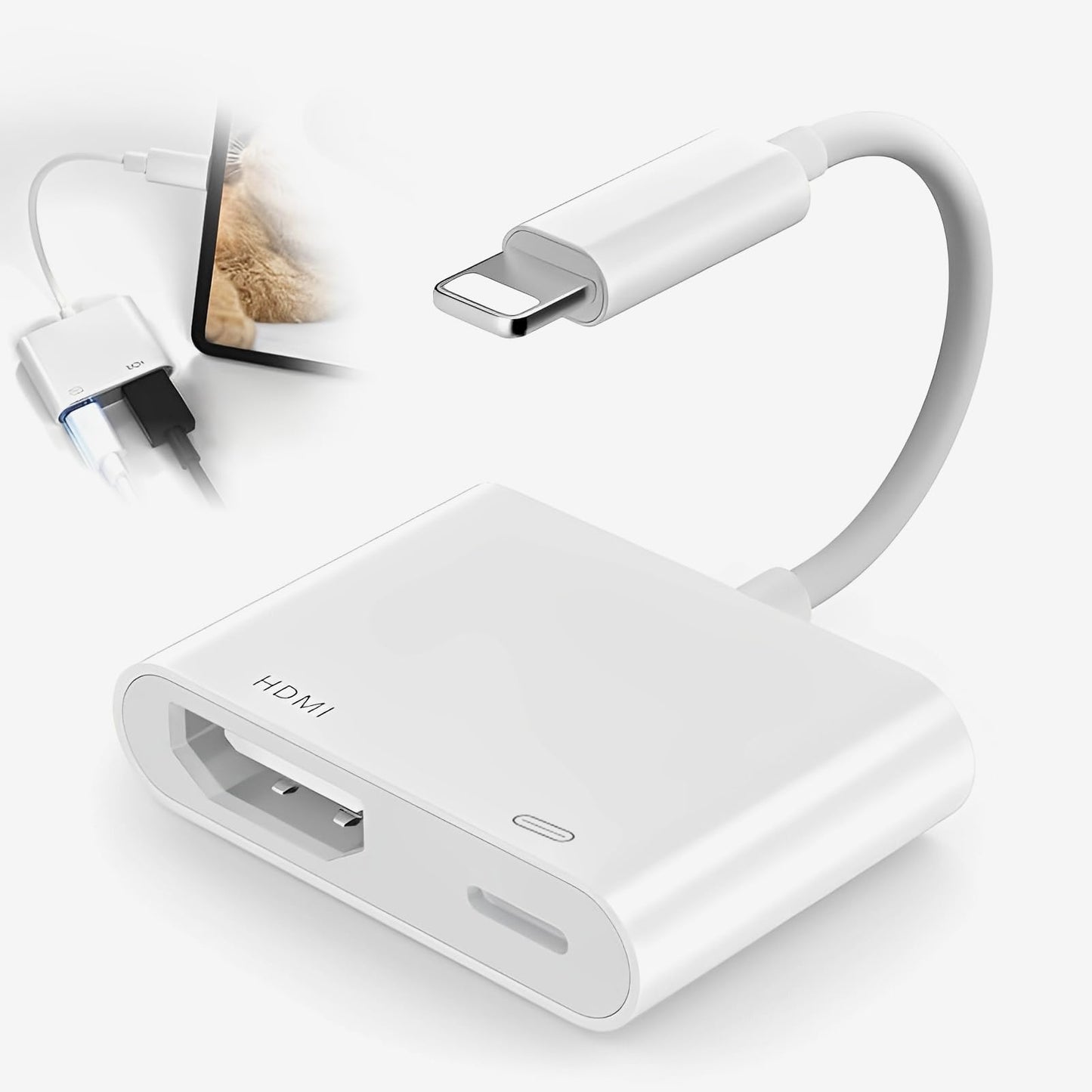 Ruinous White Adapters Lightning to HDMI Adapter Cable for Apple TV 4K, DEMO