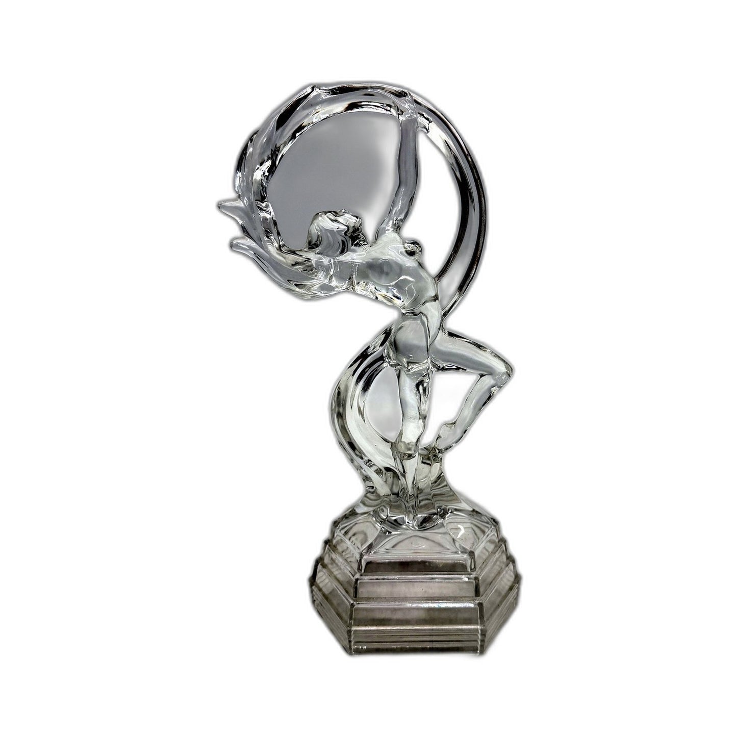 ART DECO STYLE Elegant Crystal Lady Glass Figurine Sculpture 28cm
