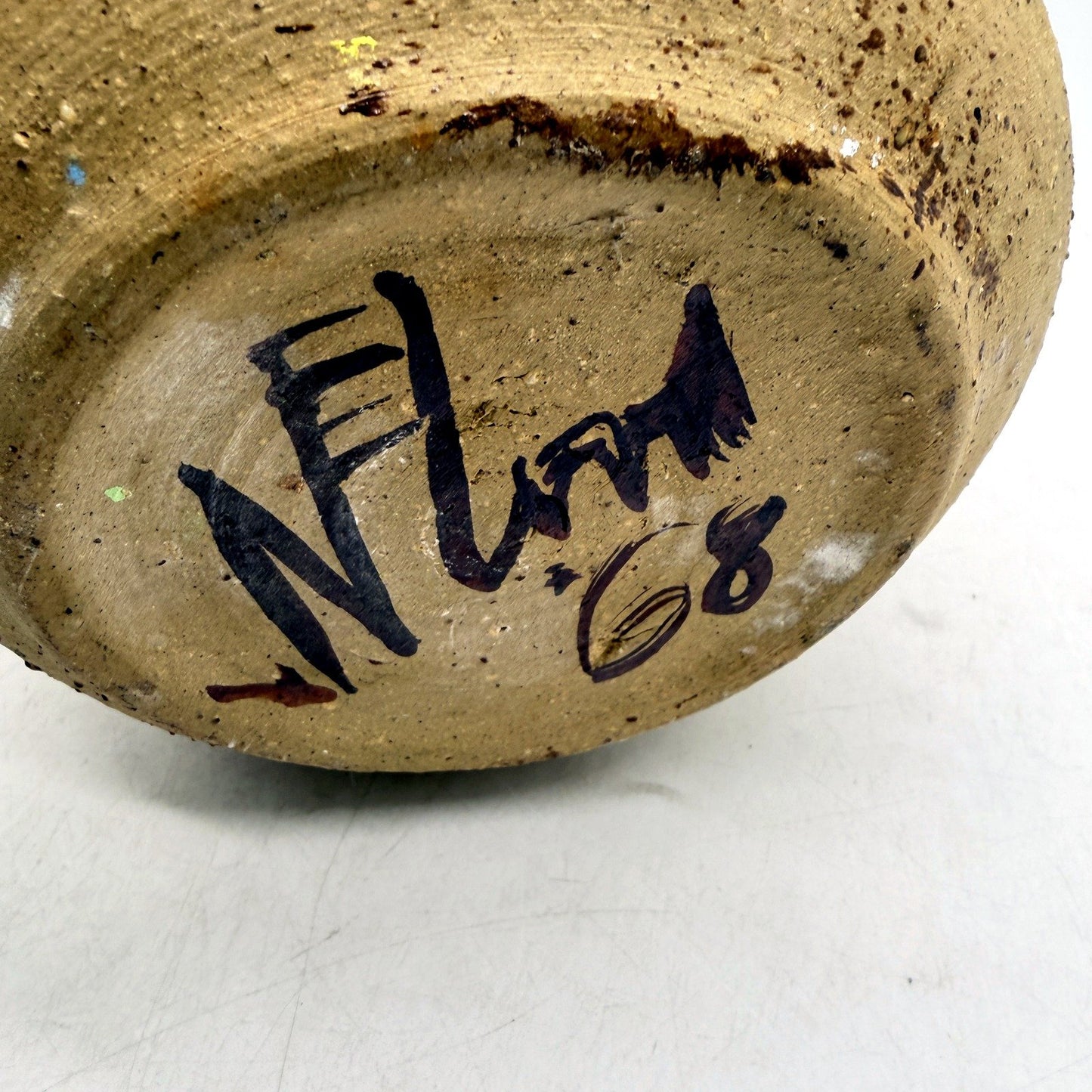 VINTAGE Hand Crafted '68 Artisan Signed Clay Pottery Jar Storage Container