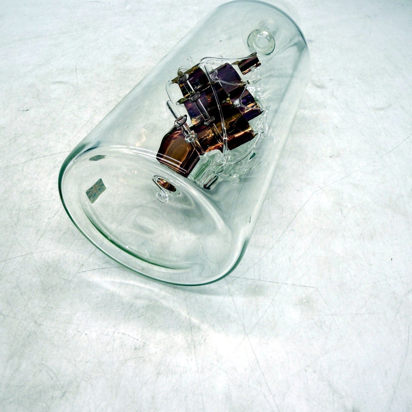 Hand Crafted Glass Bottle with Vintage Ship Model Home Made In Britain UK