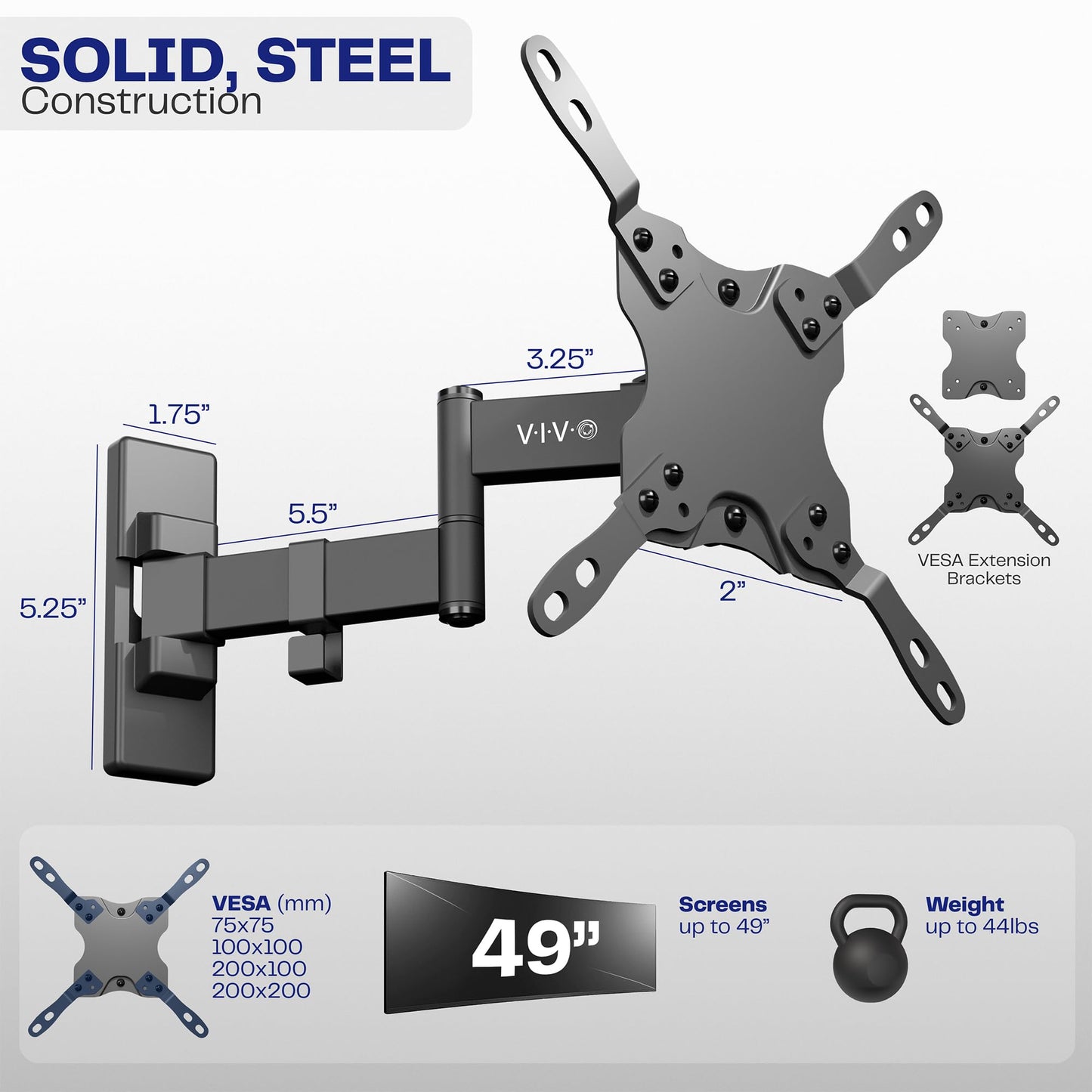 VIVO Full Motion TV Wall Mount Bracket for 13-42 Inch Flat Plasma Screens DEMO