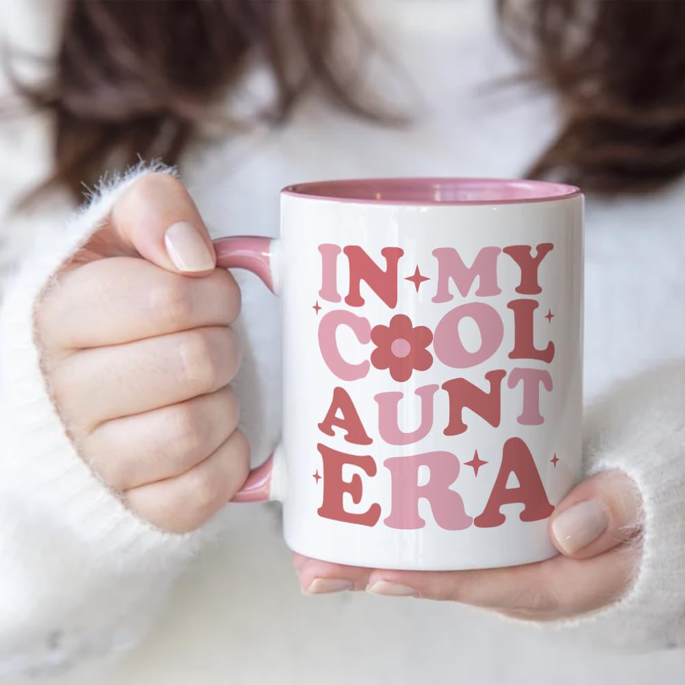 Fatbaby Funny Cool Aunt Era Coffee Mug Gifts Humorous Pink & White Ceramic NEW