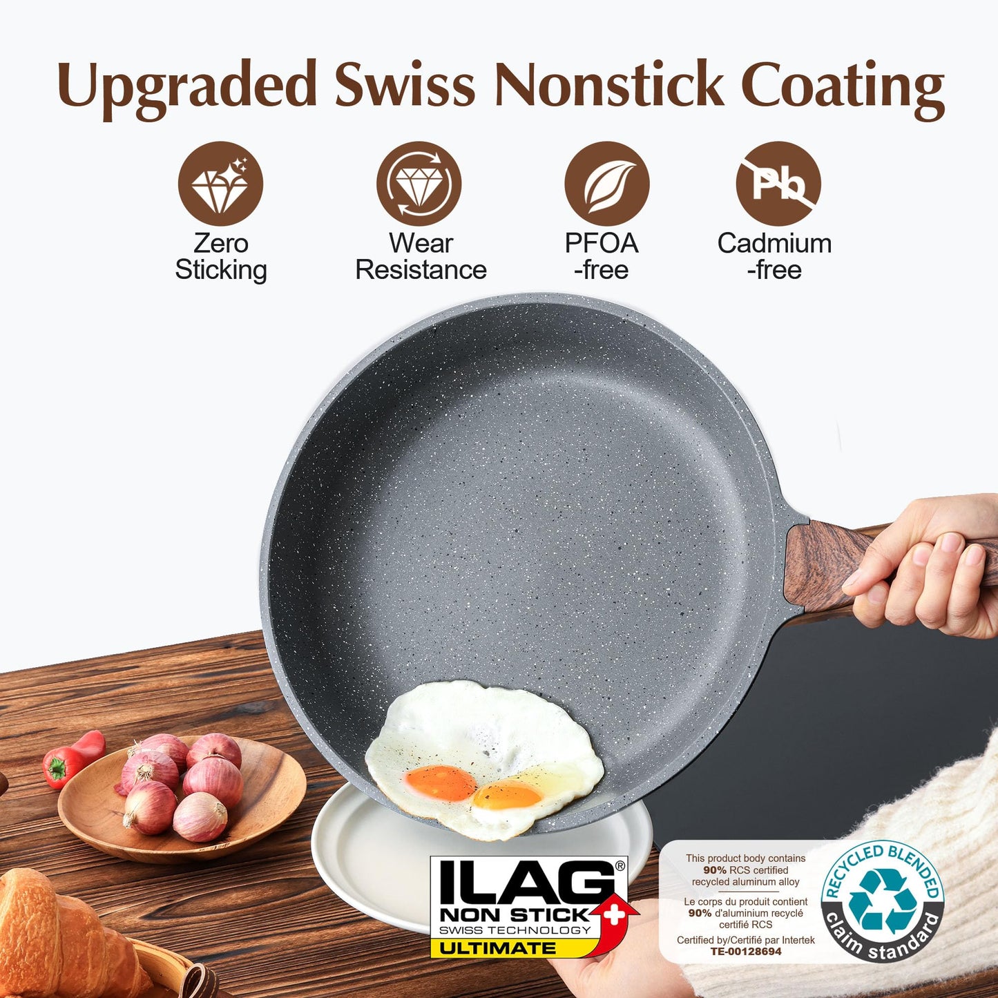 SENSARTE 32cm Nonstick Frying Pan Skillet Swiss Granite Coating Omelette DEMO