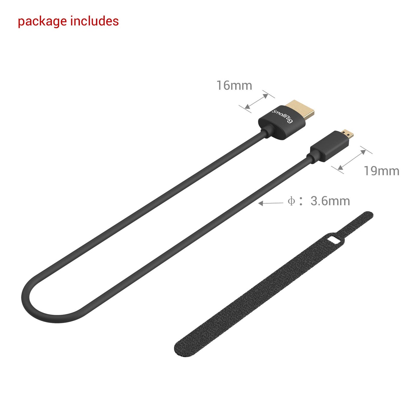 SMALLRIG Ultra Thin Flexible HDMI Cable 35cm - High Speed 4K 60Hz Micro DEMO