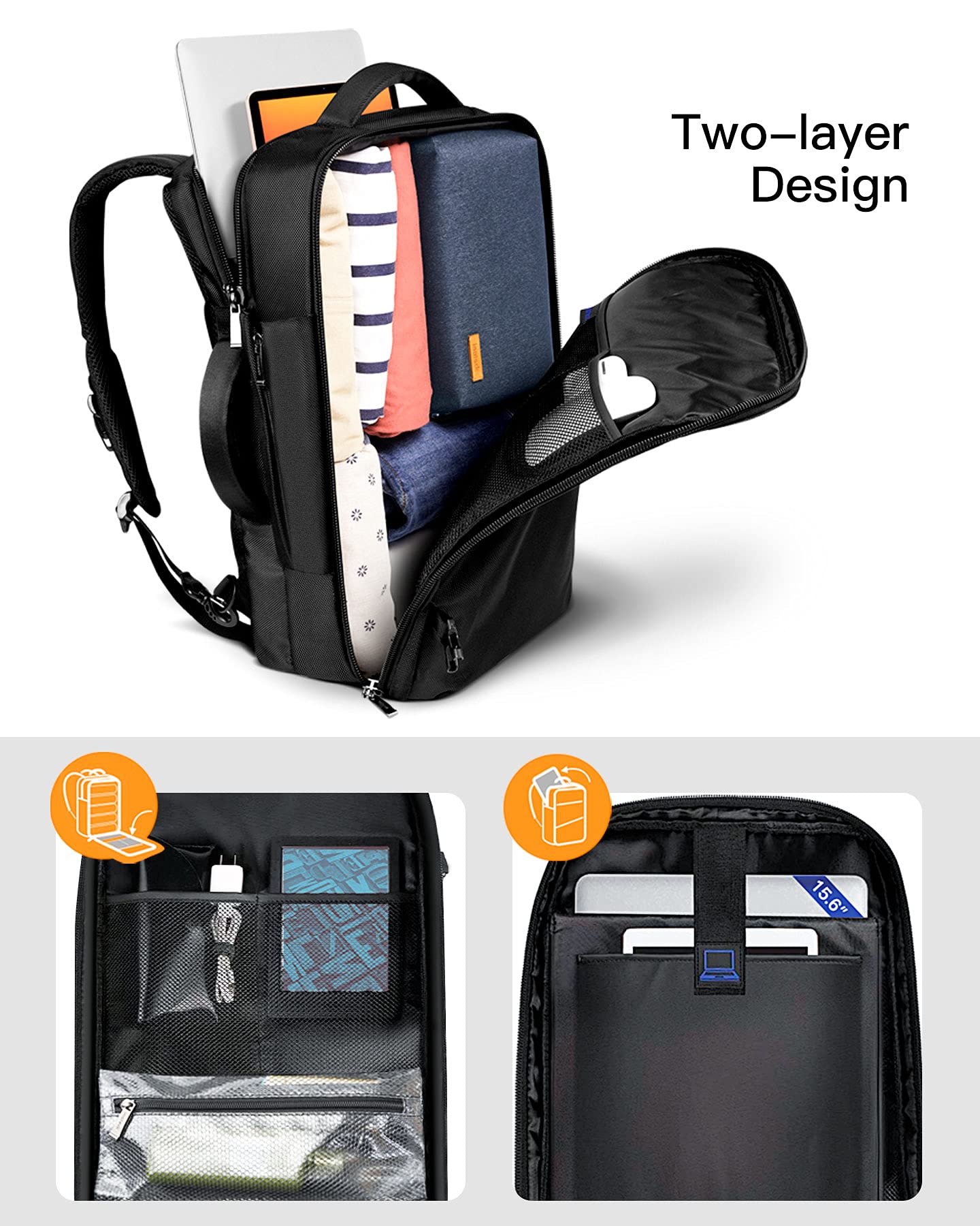 Inateck 35L Backpacks Super Large Black Backpack for 15.6-17 Inch Laptops DEMO