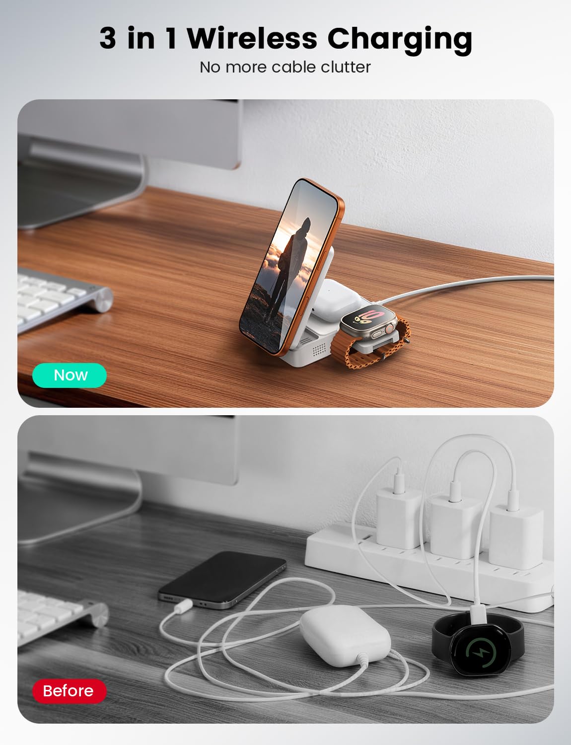 Lamicall 3-in-1 Induction Chargers Qi2 Certified Wireless Charging Station NEW