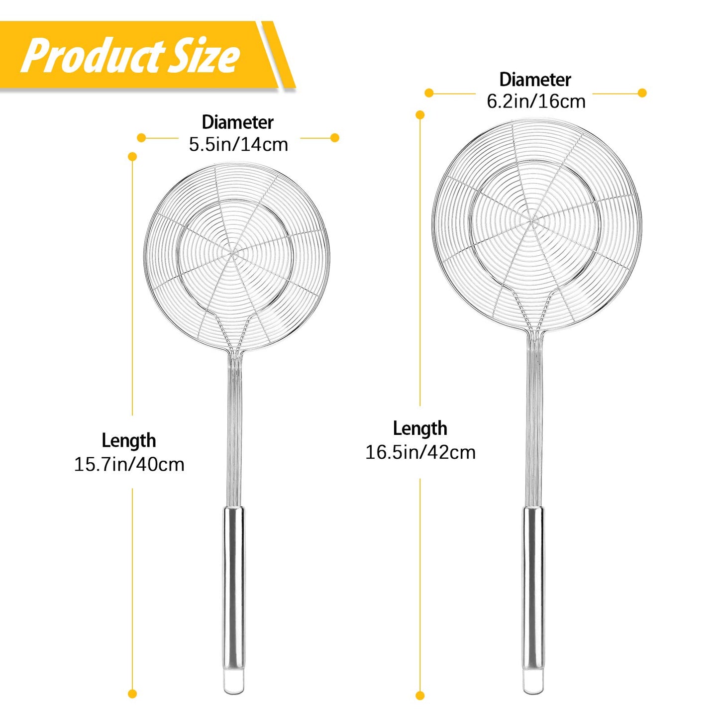 BUNDLEPRO Stainless Ladles Steel Mesh Ladle Set Silver Strainers Food NEW