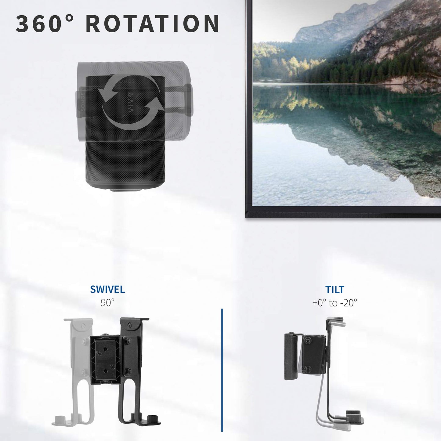 VIVO Black Mounts Dual Wall Mount Brackets for Sonos One SL and Play:1 DEMO