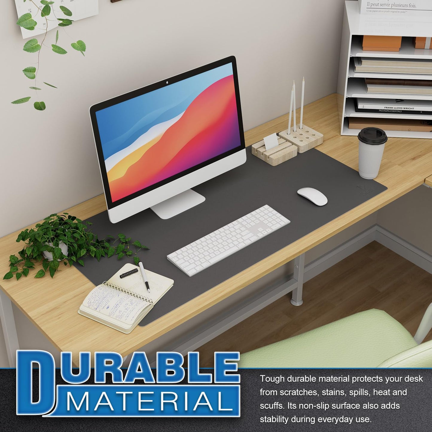 K KNODEL Large Leather Office Desk Mat Mouse Pad 40 x 80 cm Dark Grey DEMO