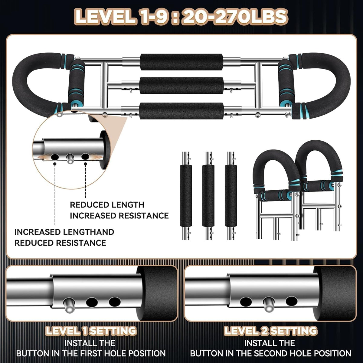 Aeokyzds Adjustable Wrist & Forearm Strengthener 9-Level Black DEMO