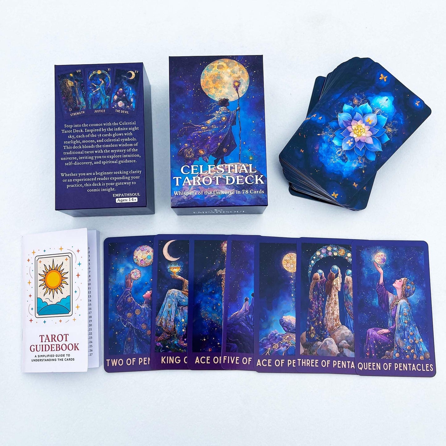 DPEHAKMK Celestial Tarot Card Deck with Guidebook Multi Color 2.74" x 4.72 DEMO