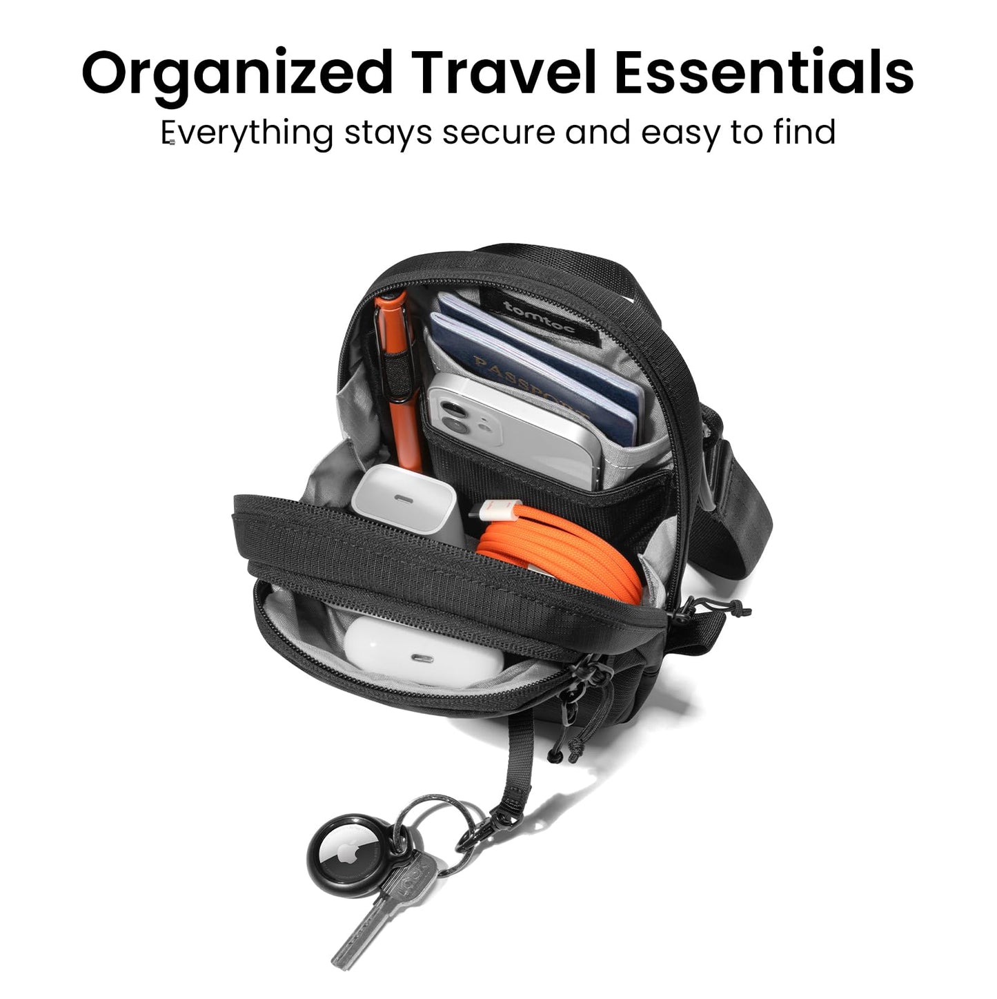 tomtoc Unisex Anti-Theft Travel Crossbody Bag RFID Blocking Mini Sling DEMO