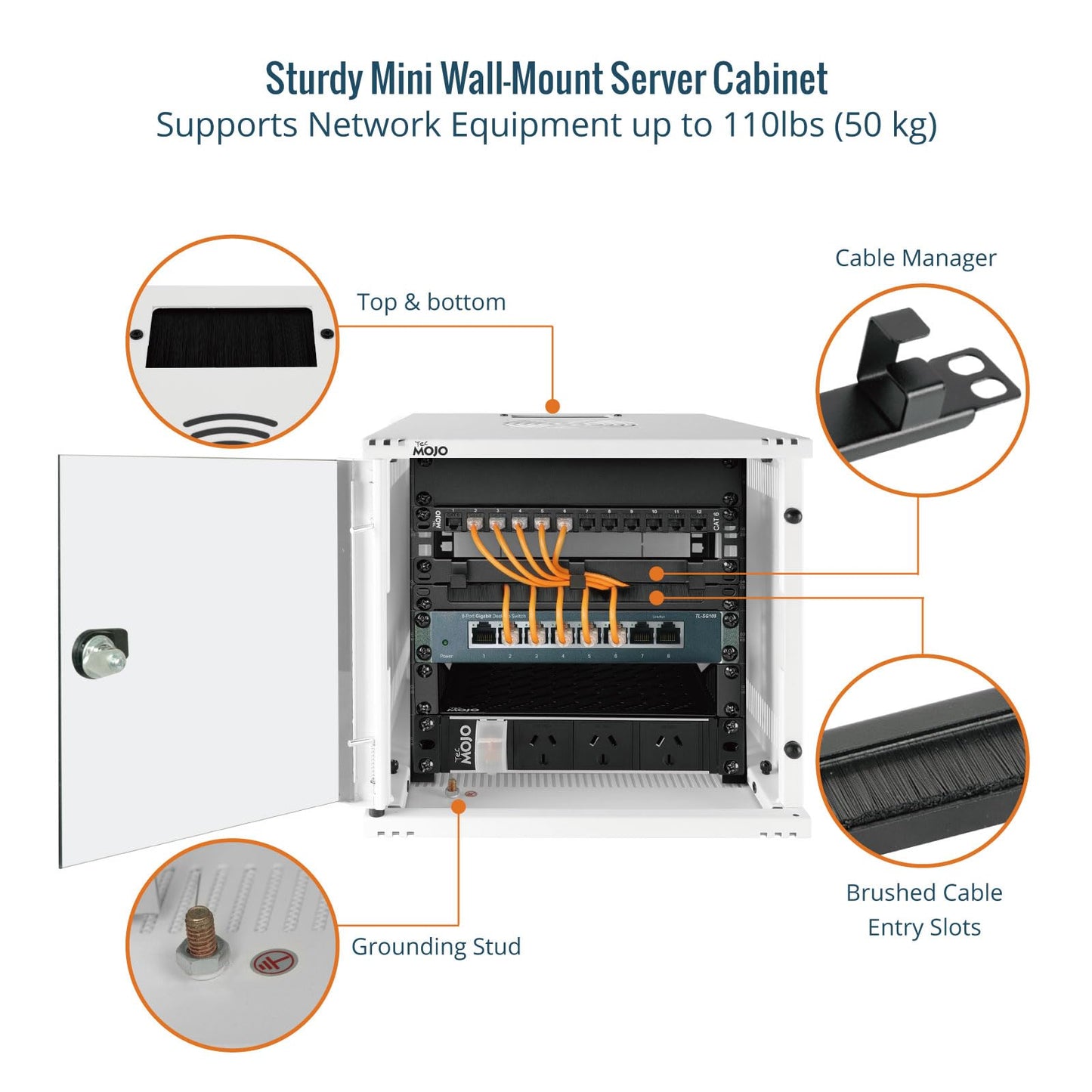 Tecmojo 6U Enclosures Wall Mount Network Cabinet Enclosure, White, 300mm DEMO