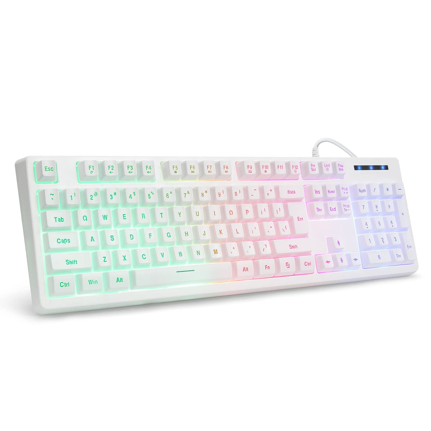 HUO JI Gaming Keyboard USB Wired with Rainbow LED Backlit Quiet Floating DEMO