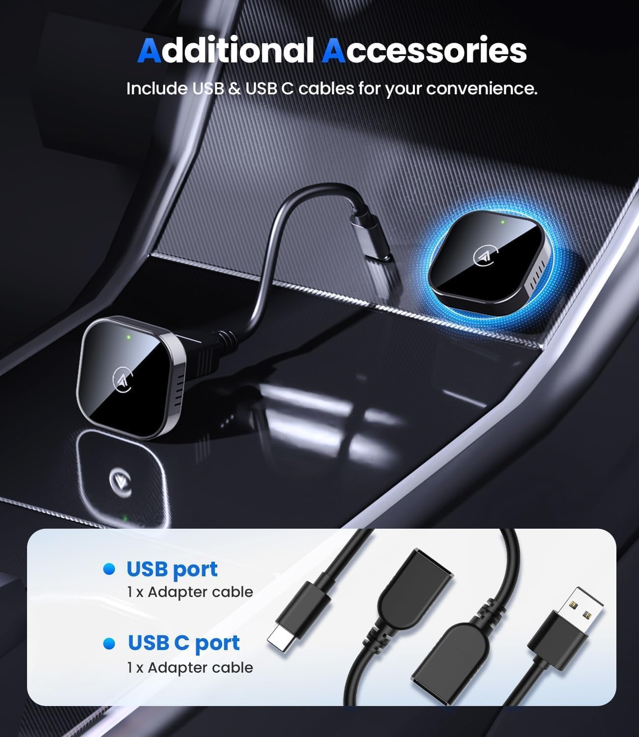 Teeran 2-in-1 Input Adapters Mini Wireless CarPlay & Android Auto Adapter DEMO