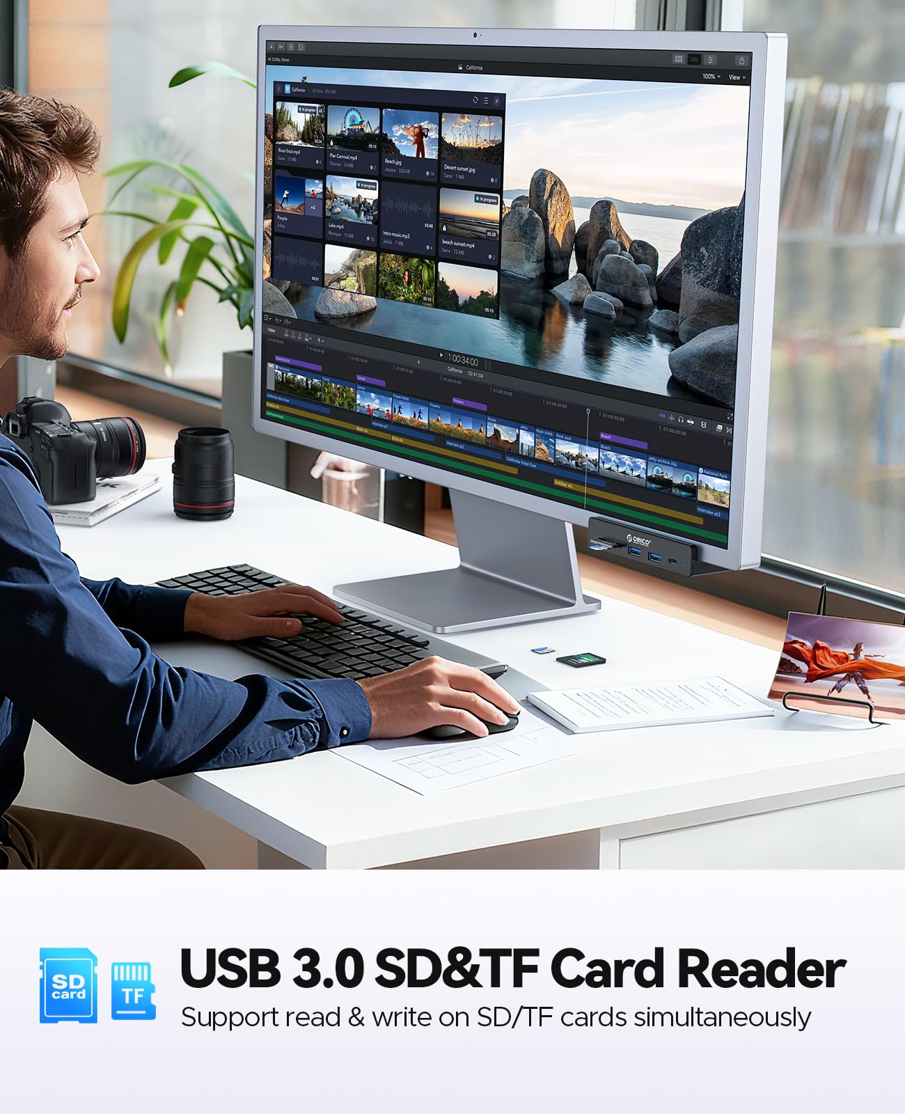 ORICO 6-Port USB Hubs USB 3.2 Hub with 60W Type-C PD Charging, 10Gbps Data DEMO
