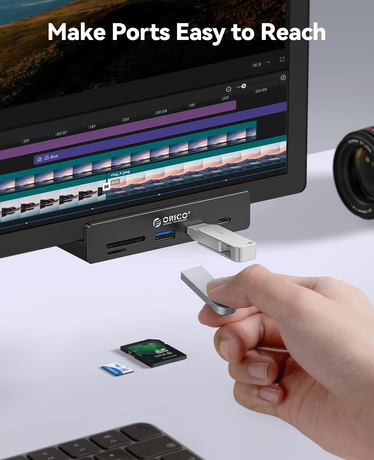 ORICO 6-Port USB Hubs USB 3.2 Hub with 60W Type-C PD Charging, 10Gbps Data DEMO
