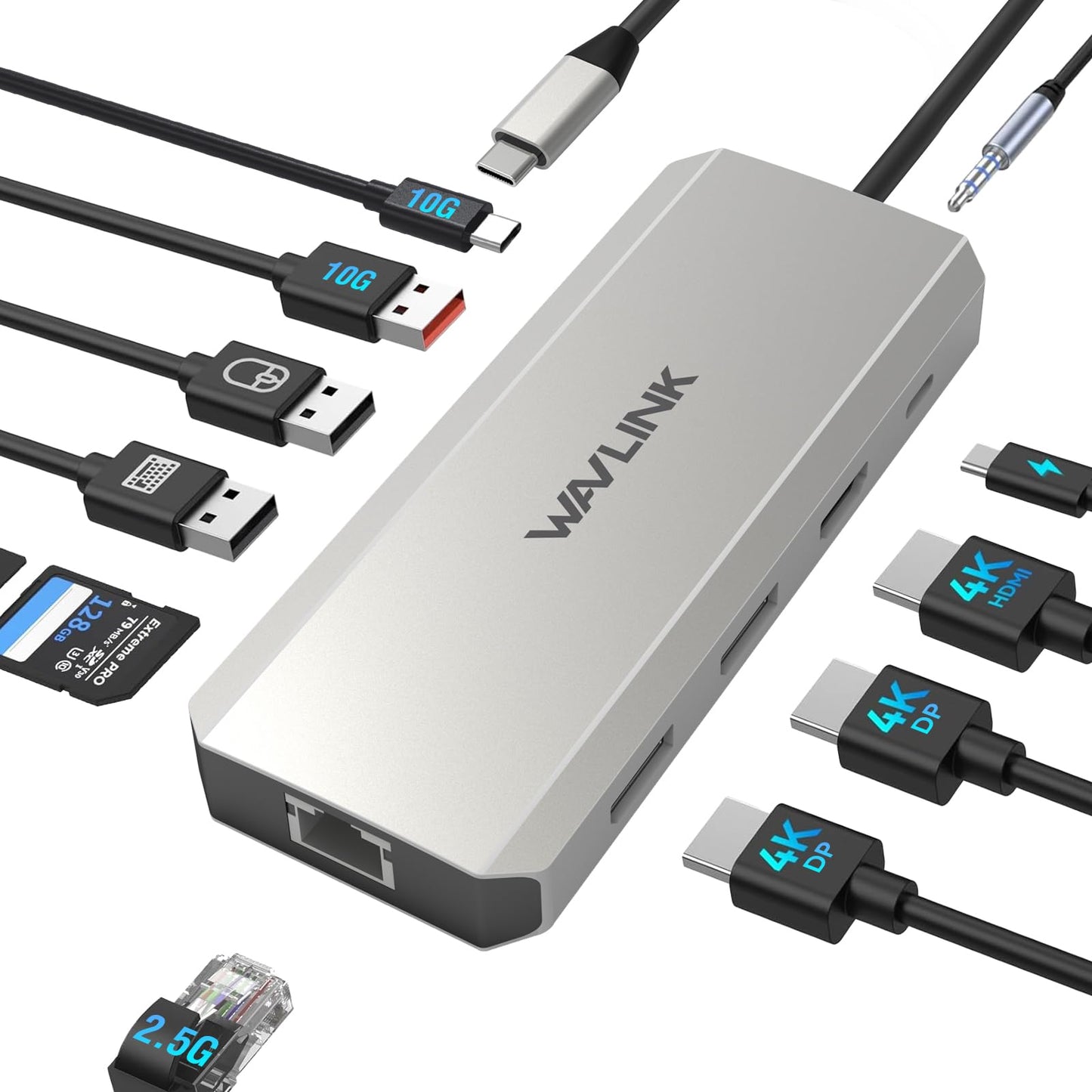 WAVLINK Dual Monitor DisplayPort Docking Station, 10Gbps Triple Display, DEMO