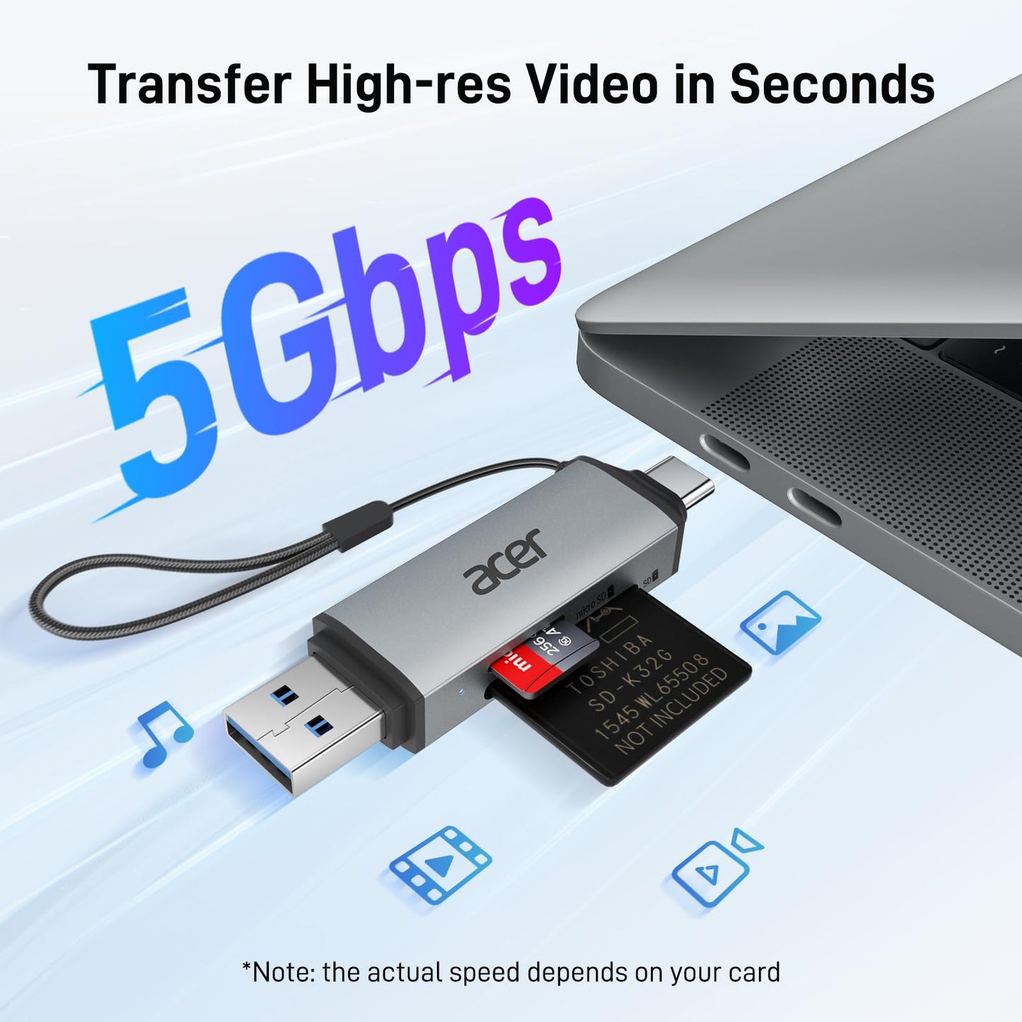 Acer USB 3.0 & Type-C Micro SD Card Adapter Dual Slot OTG Memory Reader DEMO