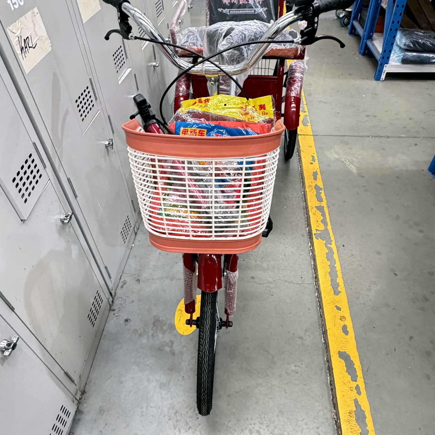 JSuper Red Tandem Trike With Rear Seat & Basket Bicycle 48" Tyre Tricycle DEMO