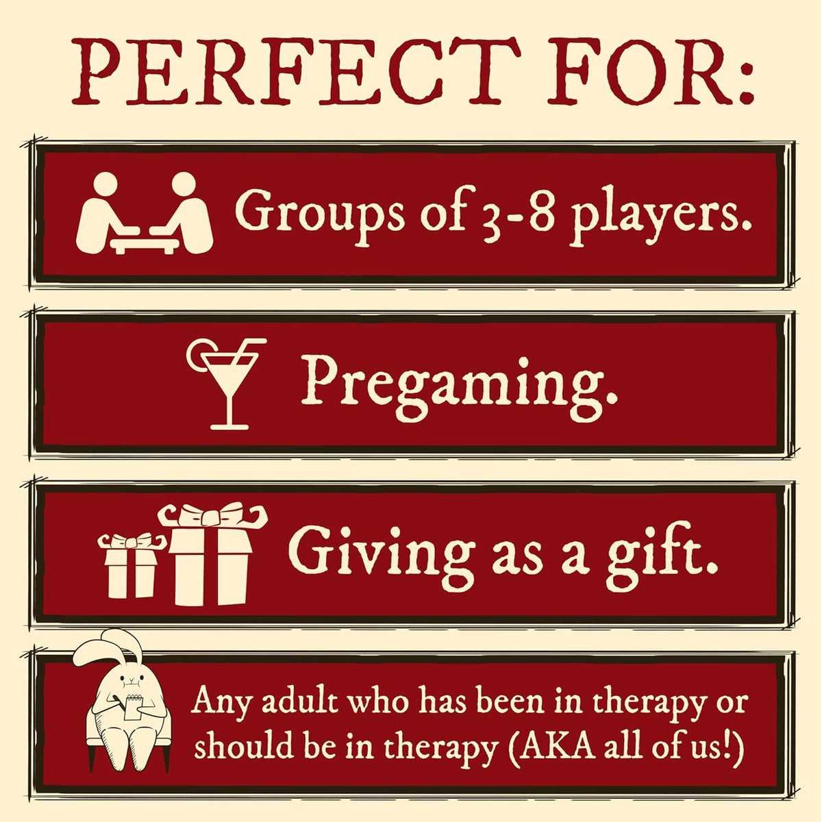 Ashfly Horrible Therapist 3-8Player Card Game Hilarious Interactive Ages 17+ NEW