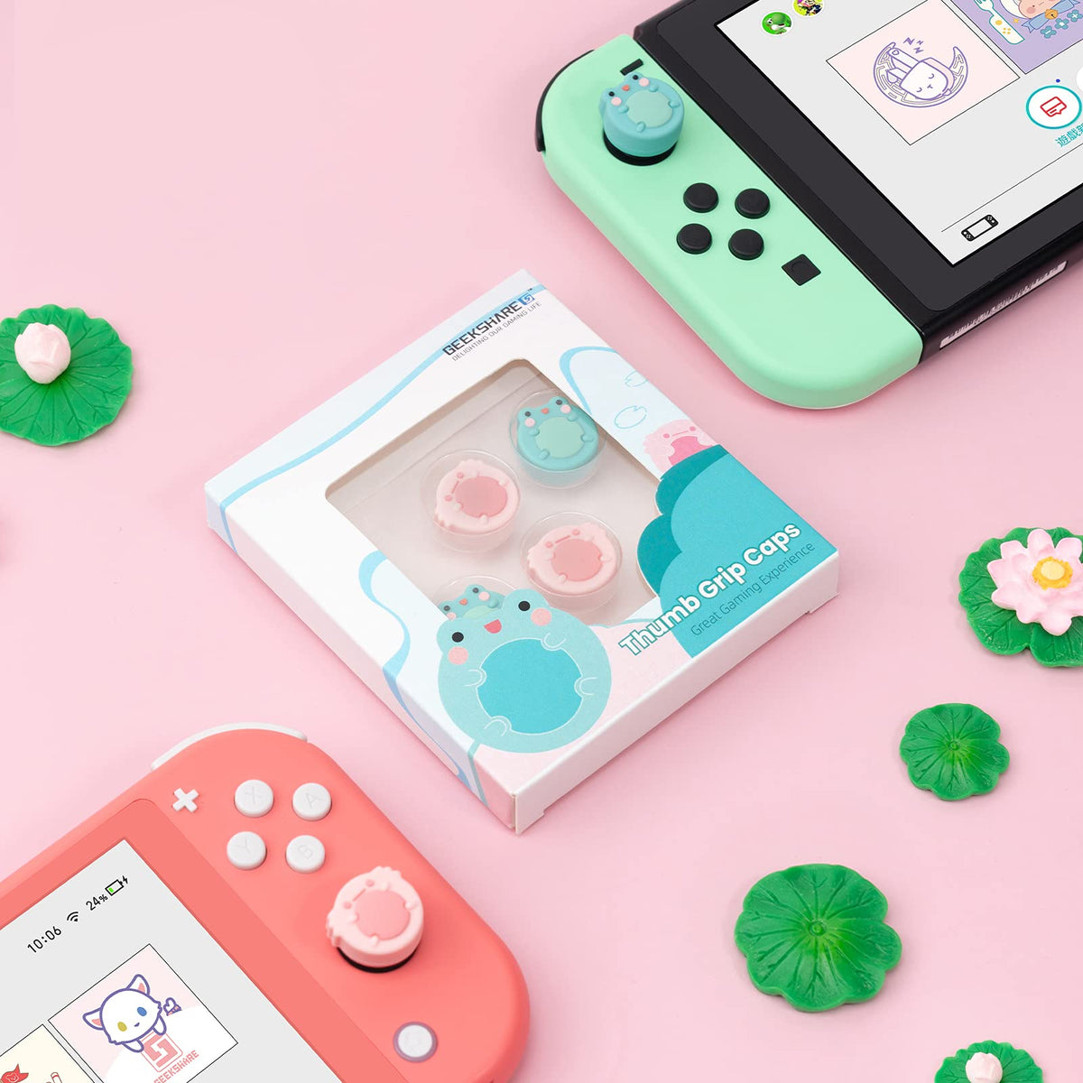 GeekShare Silicone Electronics Joycon Thumb Grip Caps - Cute Animal Theme, NEW
