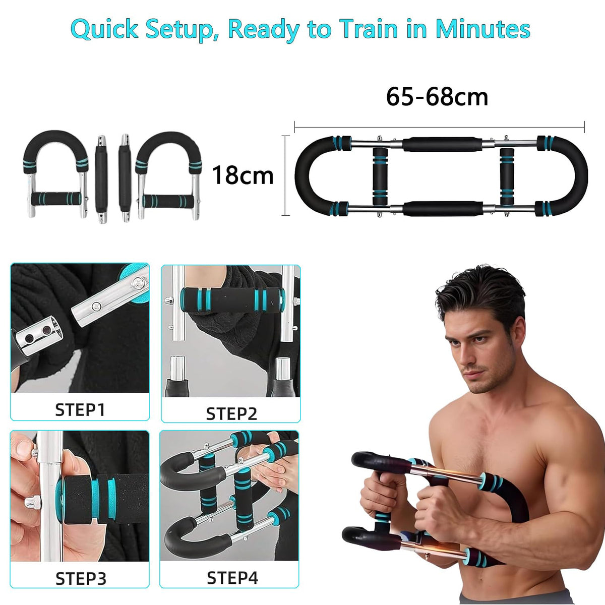 MAOCG Chest Expander Portable Power Twister Bar Muscular Strength Blue NEW