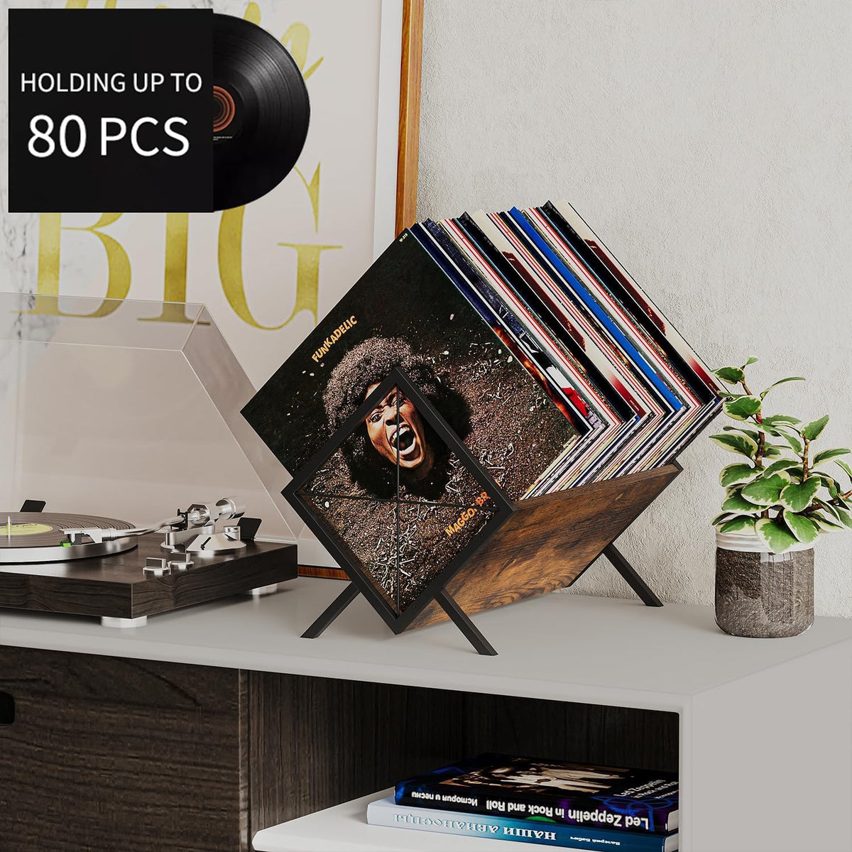 DxZephious 80-100 LP Vinyl Record Storage Rack Quick Assembly Display NEW
