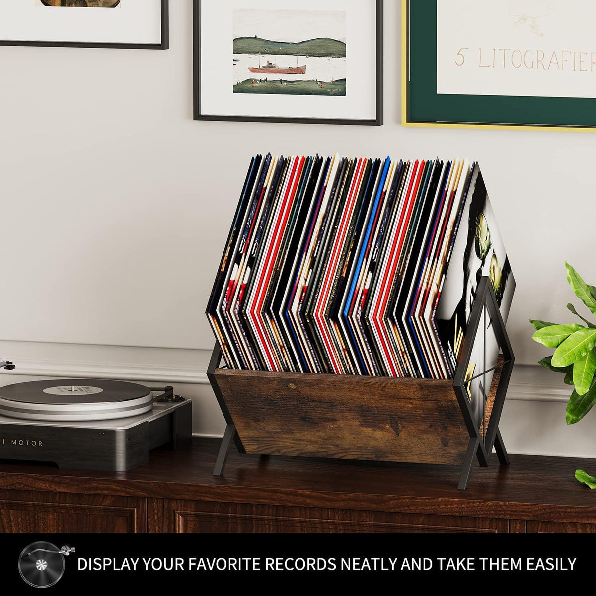 DxZephious 80-100 LP Vinyl Record Storage Rack Quick Assembly Display NEW