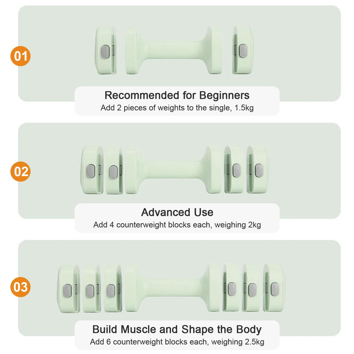 Aucbyao Adjustable Dumbbells Dumbbell Set 4-in-1 Free Weights Fitness NEW
