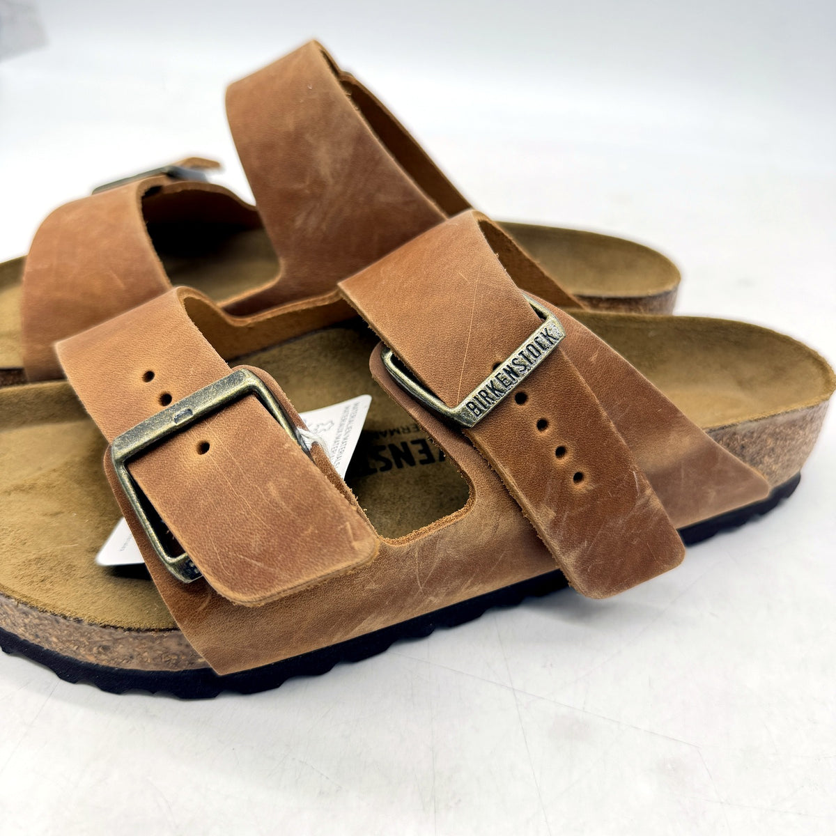 Birkenstock Arizona Cognac Mid Brown Leather Sandals Unisex M 7 L 8 EU 39 DEMO