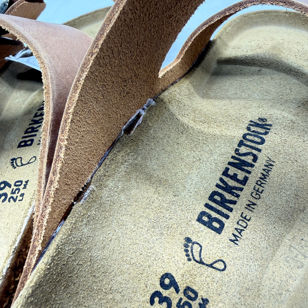 Birkenstock Arizona Cognac Mid Brown Leather Sandals Unisex M 7 L 8 EU 39 DEMO