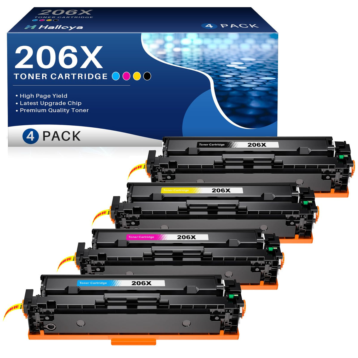 Halloya 206A High Yield Replacement Toner Cartridges, Multi-color 4 Pack NEW