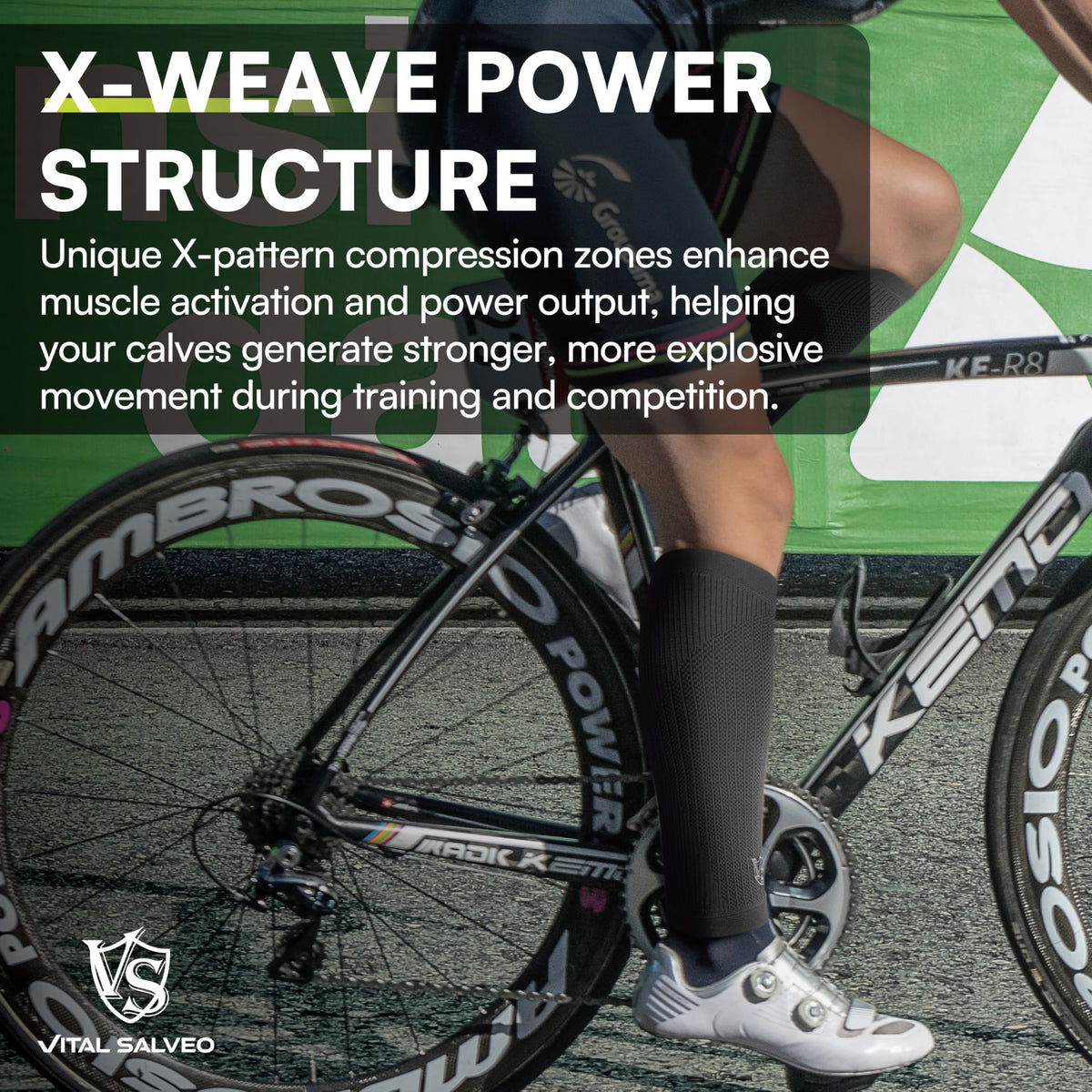 VS Vital Salveo Graphene Power Calf Sleeve Compression Support for Small NEW