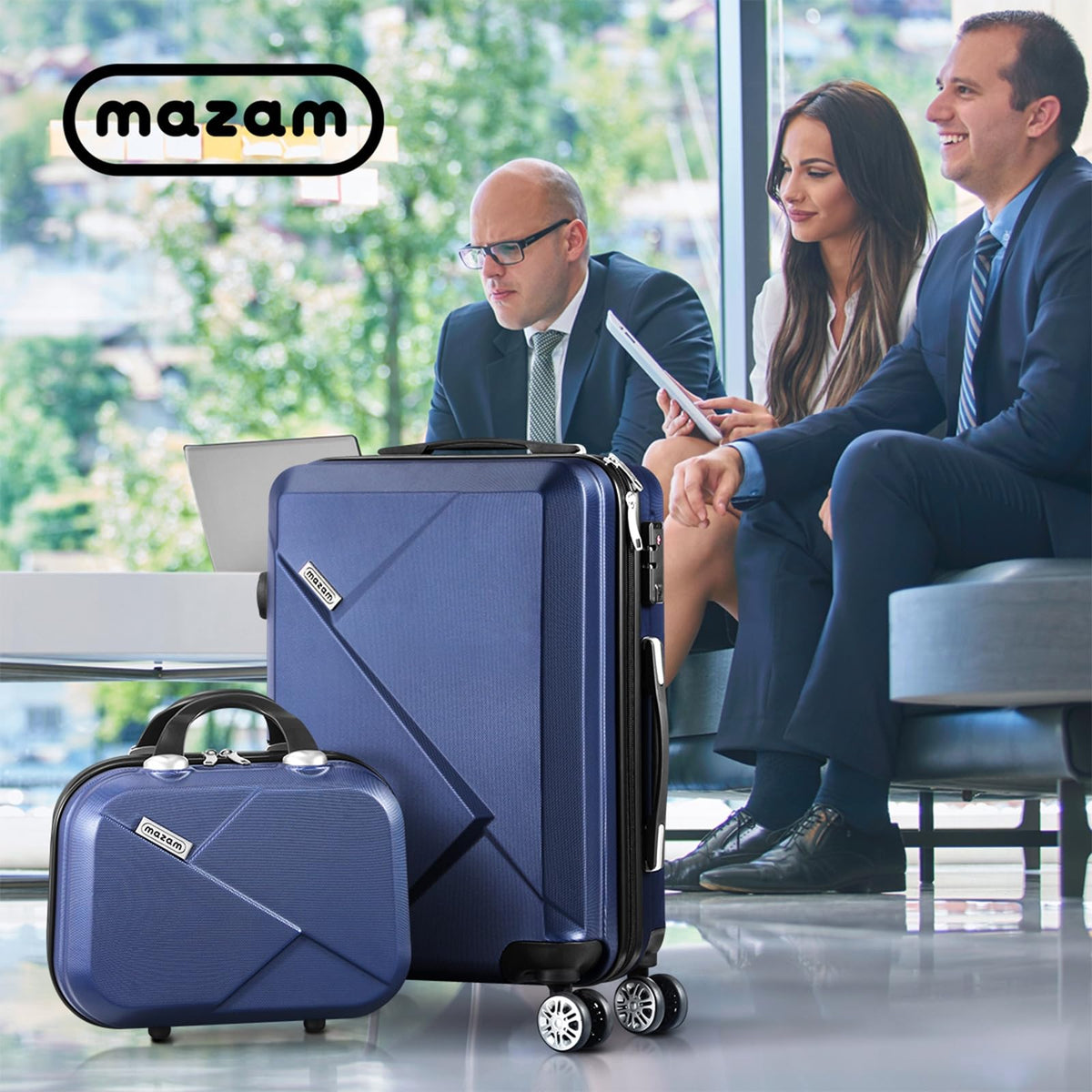 MAZAM 2-Piece Carry On Luggage Set with Trolley Bag and Suitcase NAVY DEMO