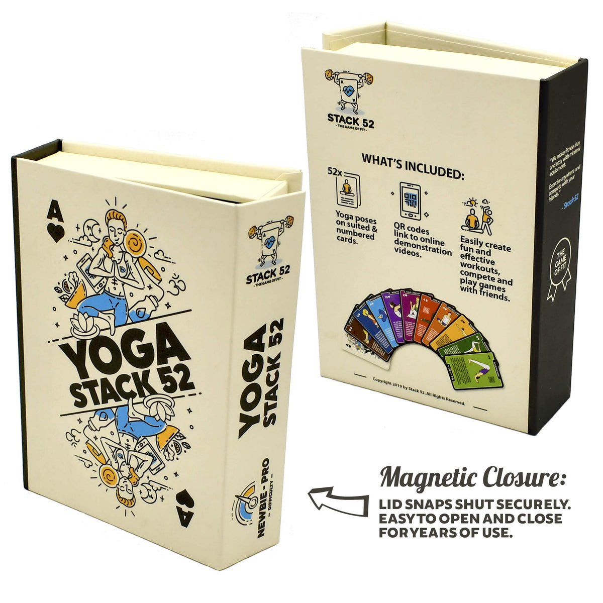 Stack 52 Yoga Exercise Cards Illustrated Instructions 55 Card Base Deck Game NEW