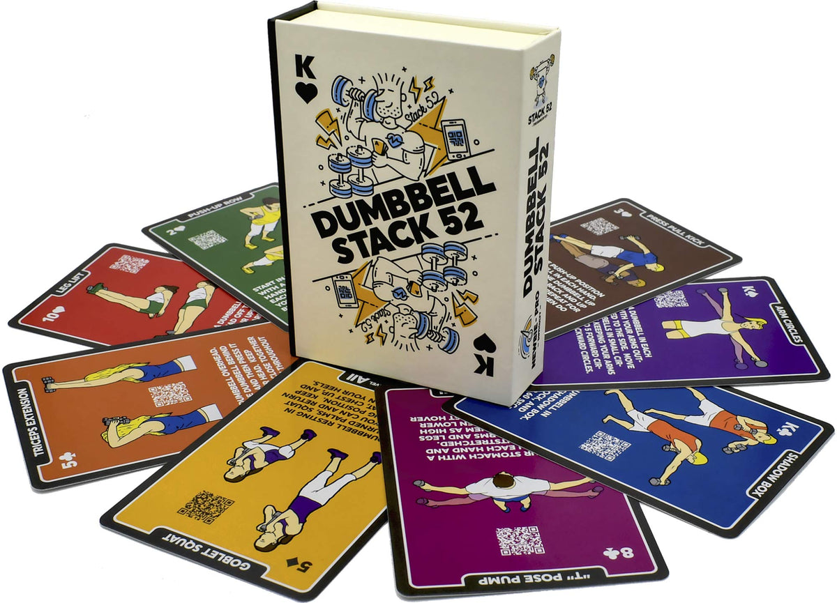 Stack 52 Dumbbells Dumbbell Exercise Card Workout Game 55 Deck Size NEW