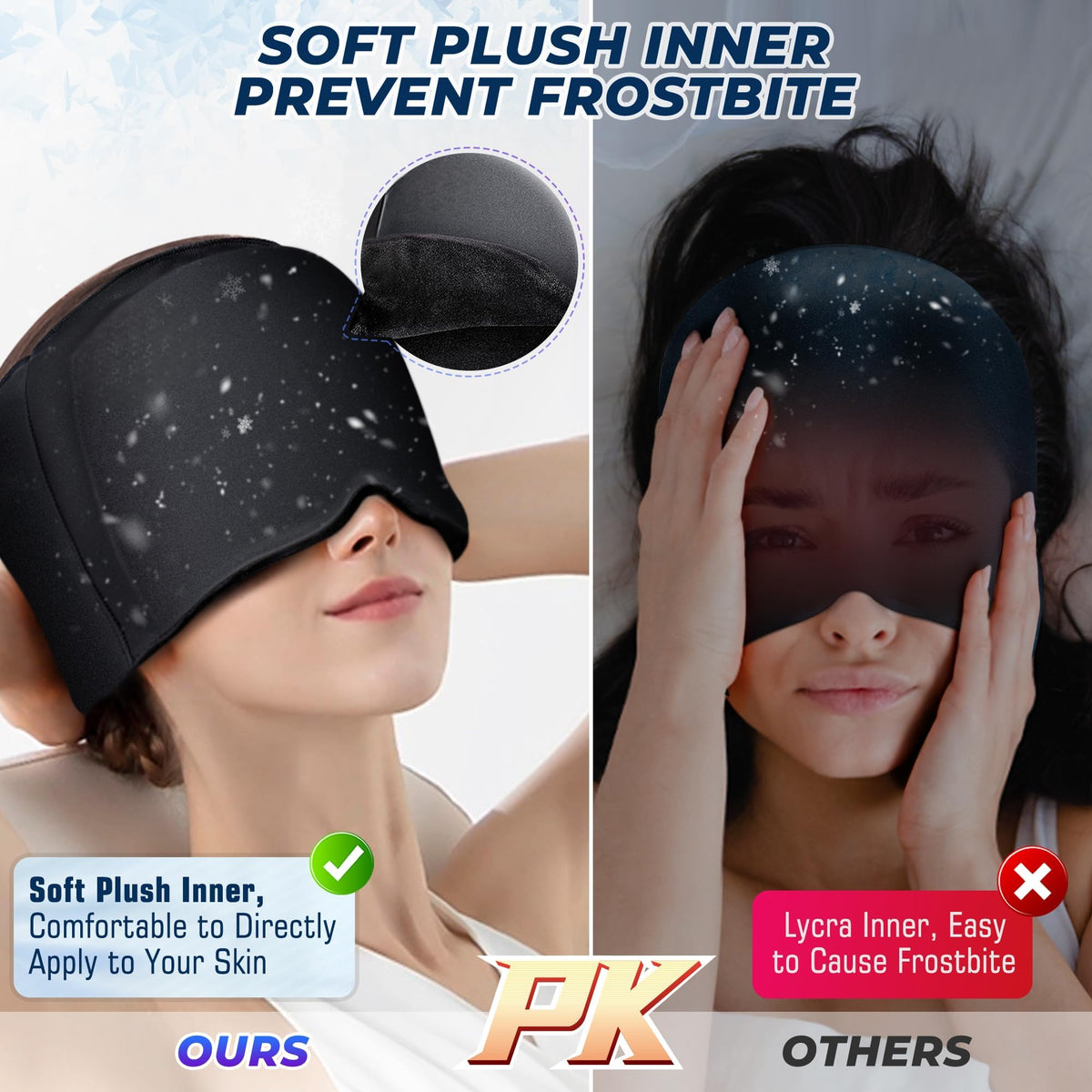 ipow Migraine Relief Cap Black Cold Therapy Stress & Headache Hat OSFM NEW