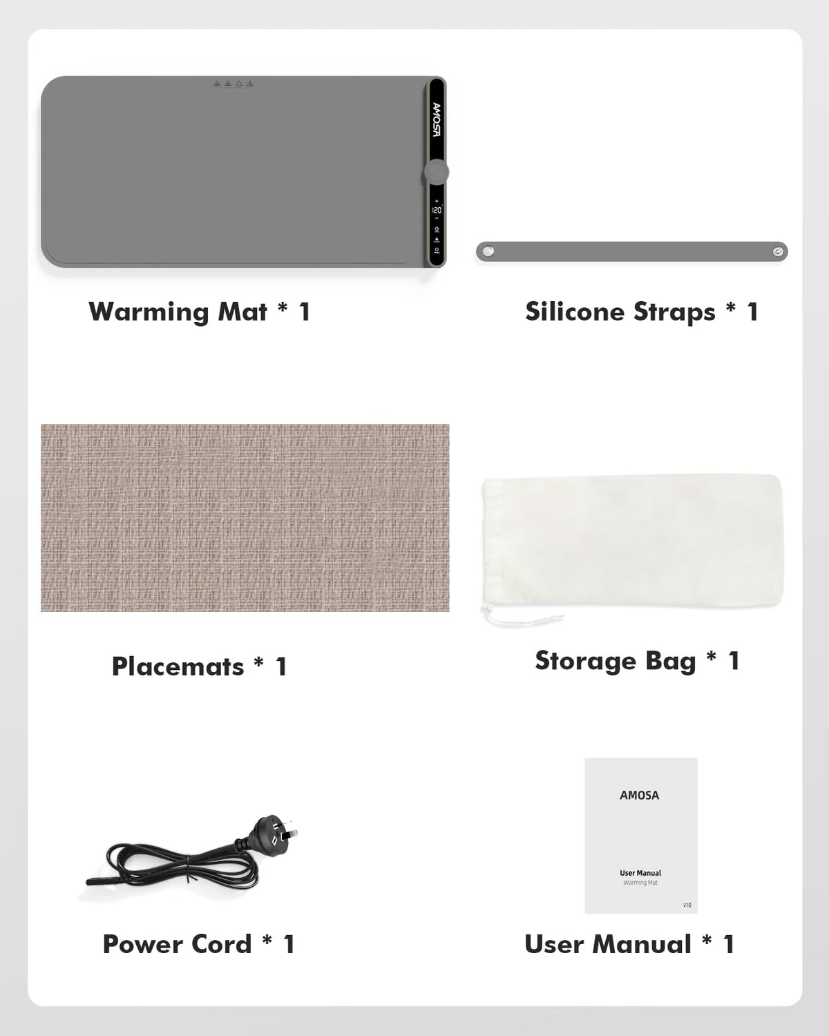 AMOSA Extra Large Warming Mat Roll Up Food Warmer Grey DEMO