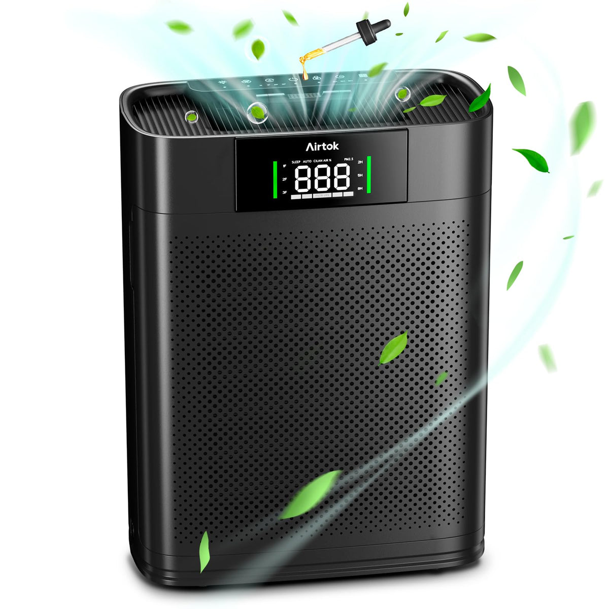 AIRTOK Air Air Purifiers Purifier for Large Rooms up to 1300 Sq Ft - Black NEW