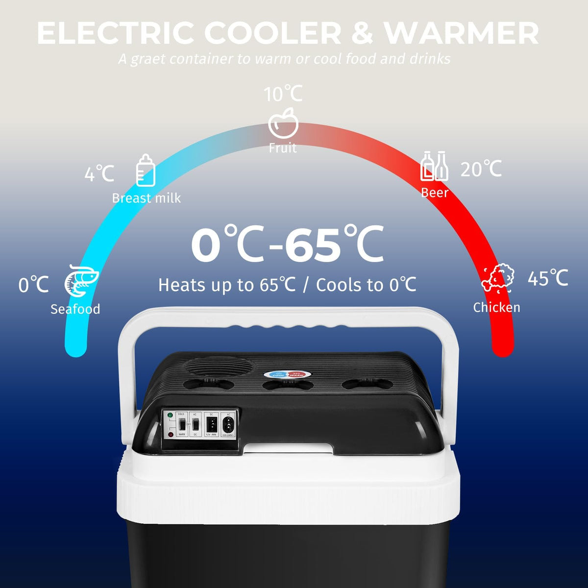 YOPOWER 24L Refrigerators Mini Portable Car Fridge Thermoelectric Cooler NEW